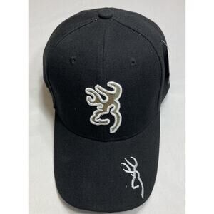 New Adult Buckmark Woven Symbol Black Baseball Hat, Cap